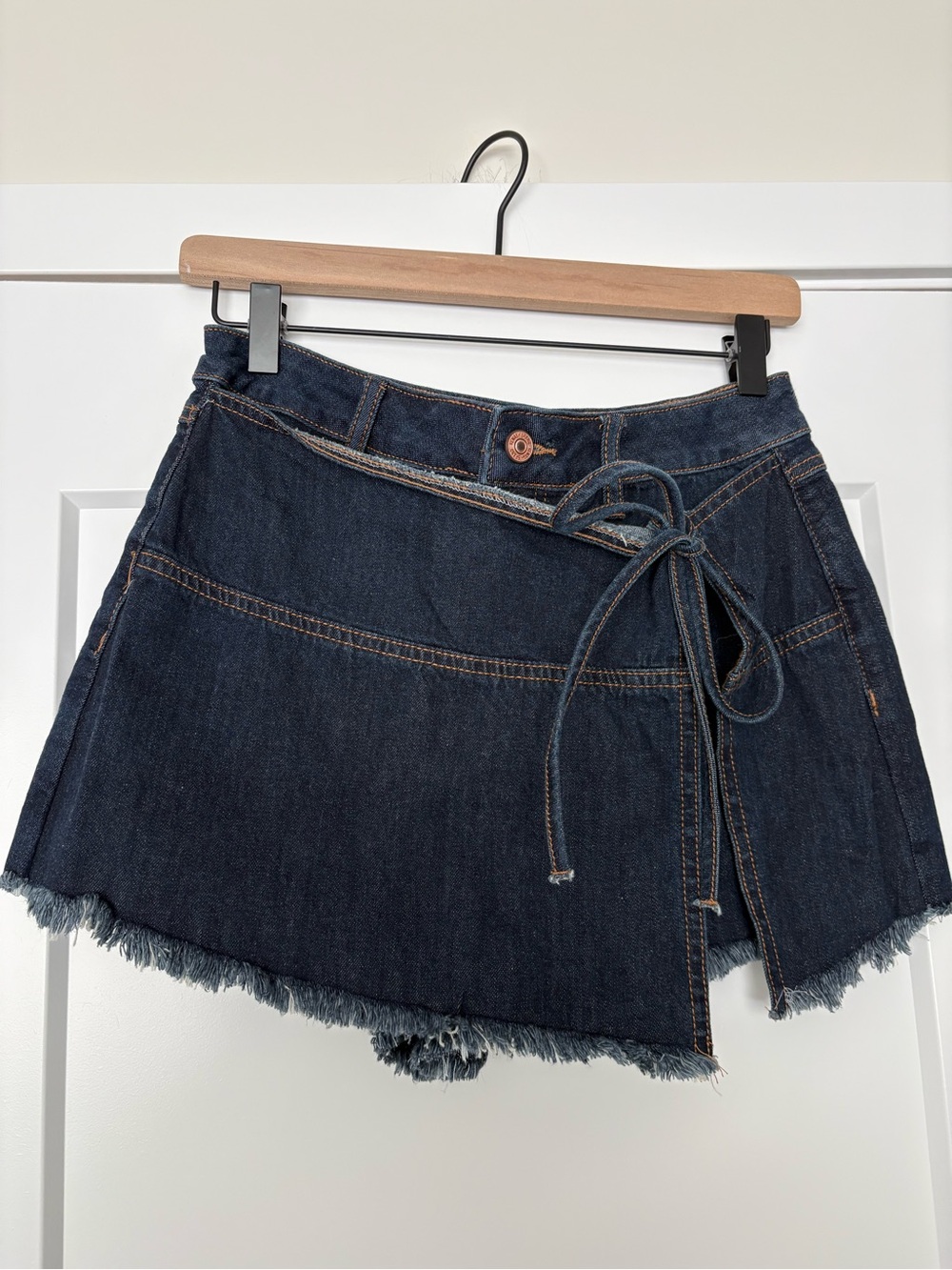 Rewash Denim Wrap Frayed Hem Short Skirt Blue‎ Grunge Y2K Vintage Inspired
